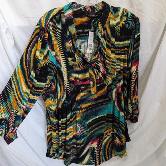 New Directions Swirl Pattern Blouse - Picture 1 of 4